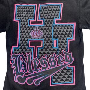 BLESSED HI GRAPHIC T SHIRT ADULT SMALL BLACK PINK BLUE BACK PRINT HAWAII TEE